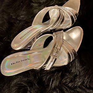 Clear heel silver Stilettos
